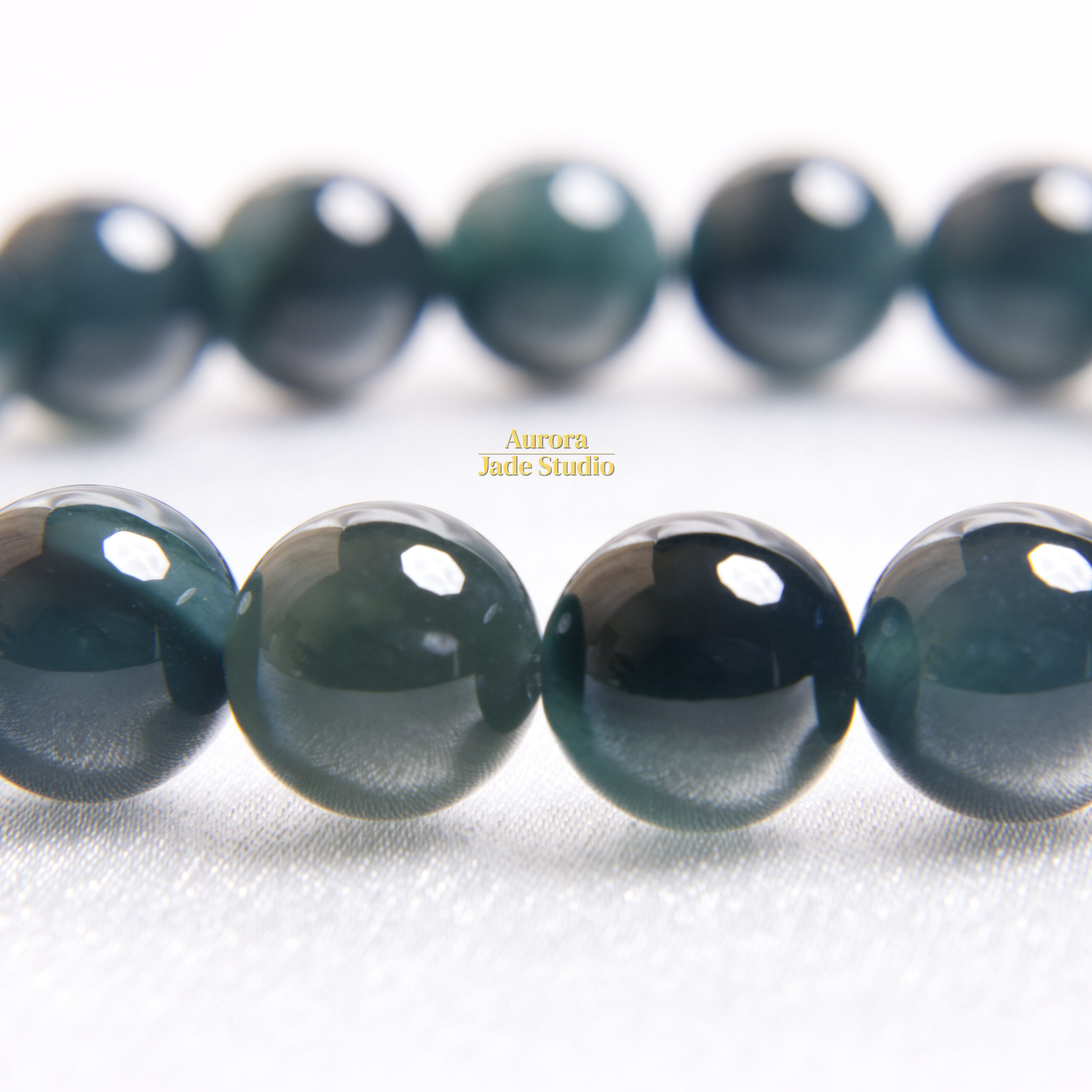 Genuine Type A Guatemalan Jadeite Bracelet – Ocean Blue 9.8mm Jade Beads - Image 6