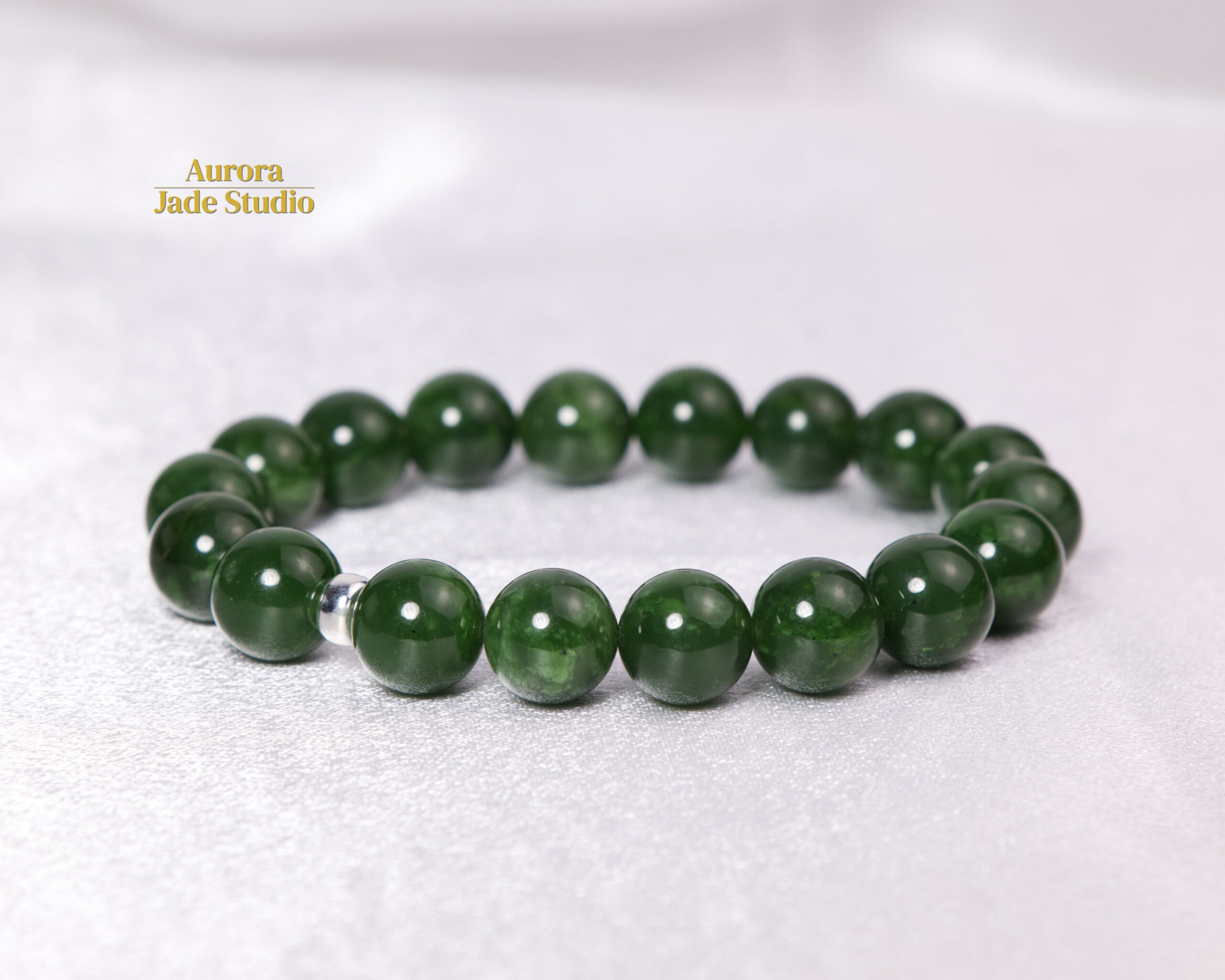 Natural Nephrite Jade Bracelet - 12mm - Image 4