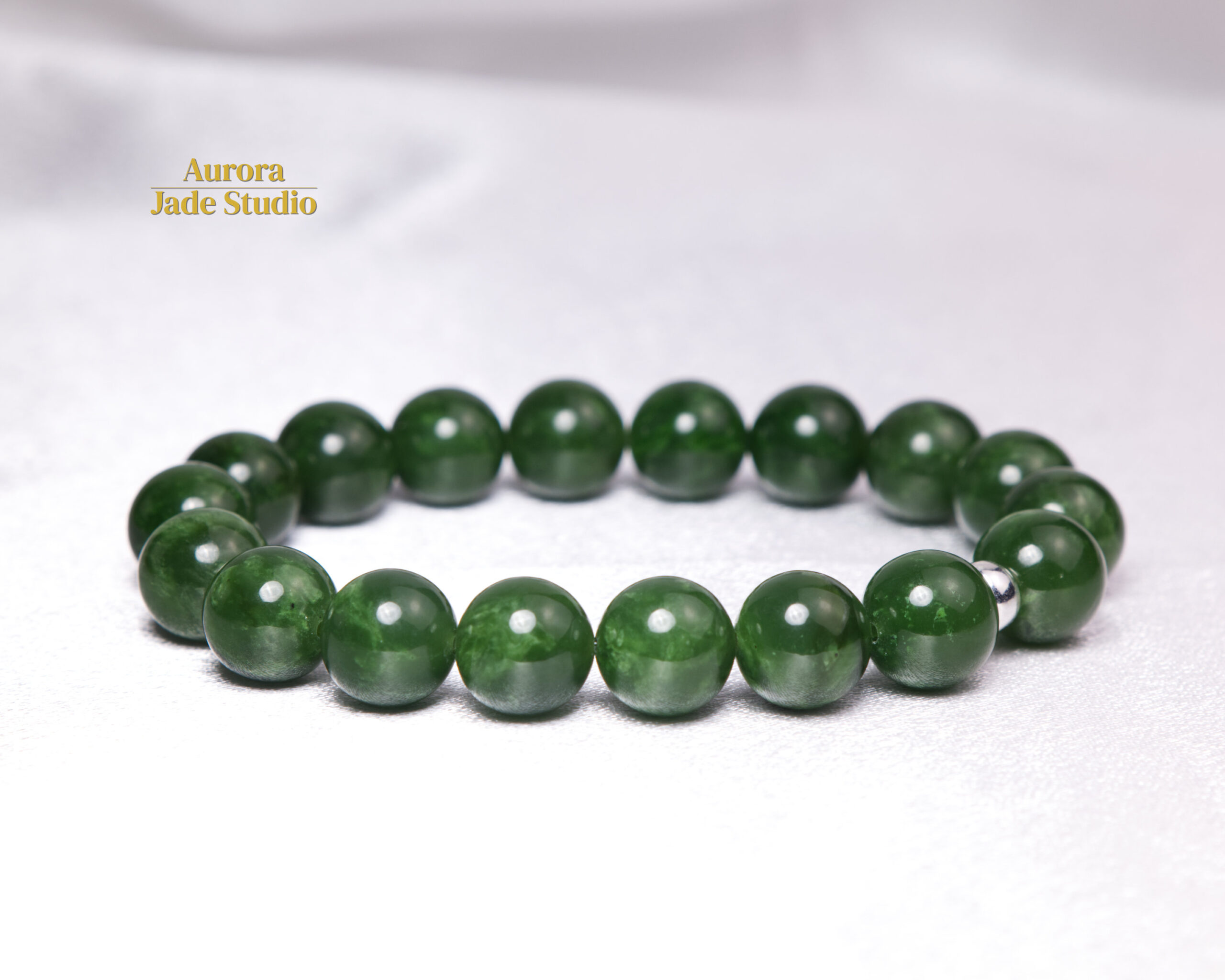Natural Nephrite Jade Bracelet - 12mm - Image 5
