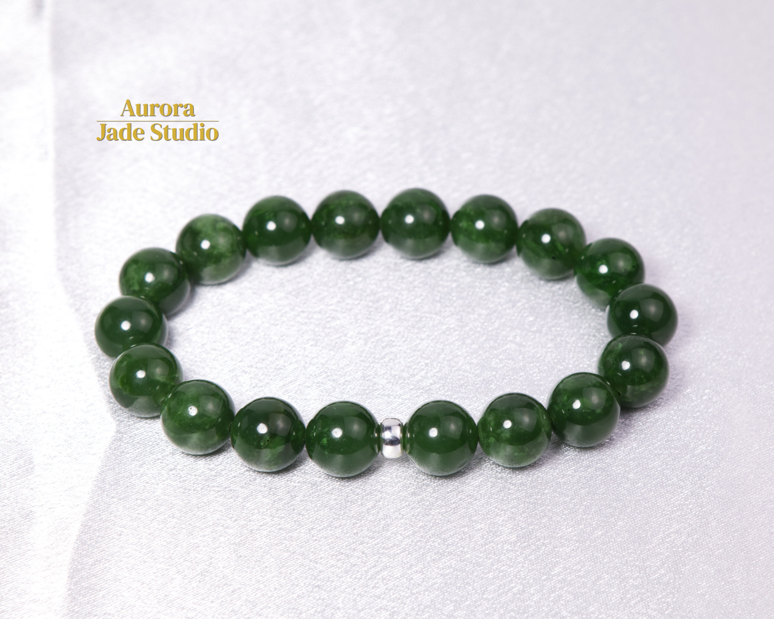 Natural Nephrite Jade Bracelet - 12mm - Image 7