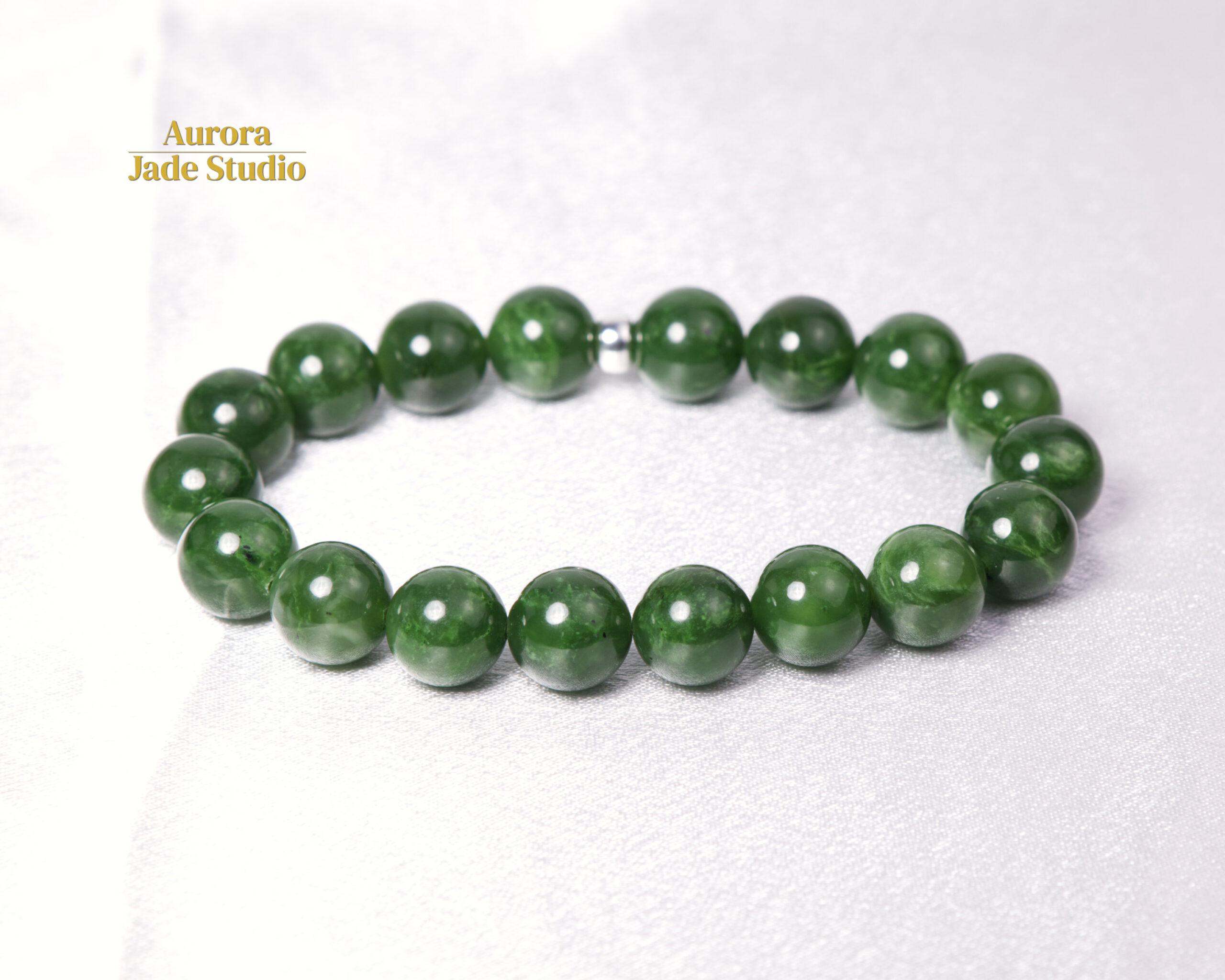 Natural Nephrite Jade Bracelet - 12mm - Image 8