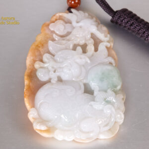 Burmese Jade Pendant Dragon & Phoenix