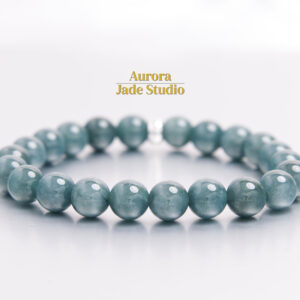 Ocean Blue Guatemalan Jadeite Bracelet 9.7mm | 8.25" | Sterling Silver Spacer | Natural Blue-Green Jade Beads
