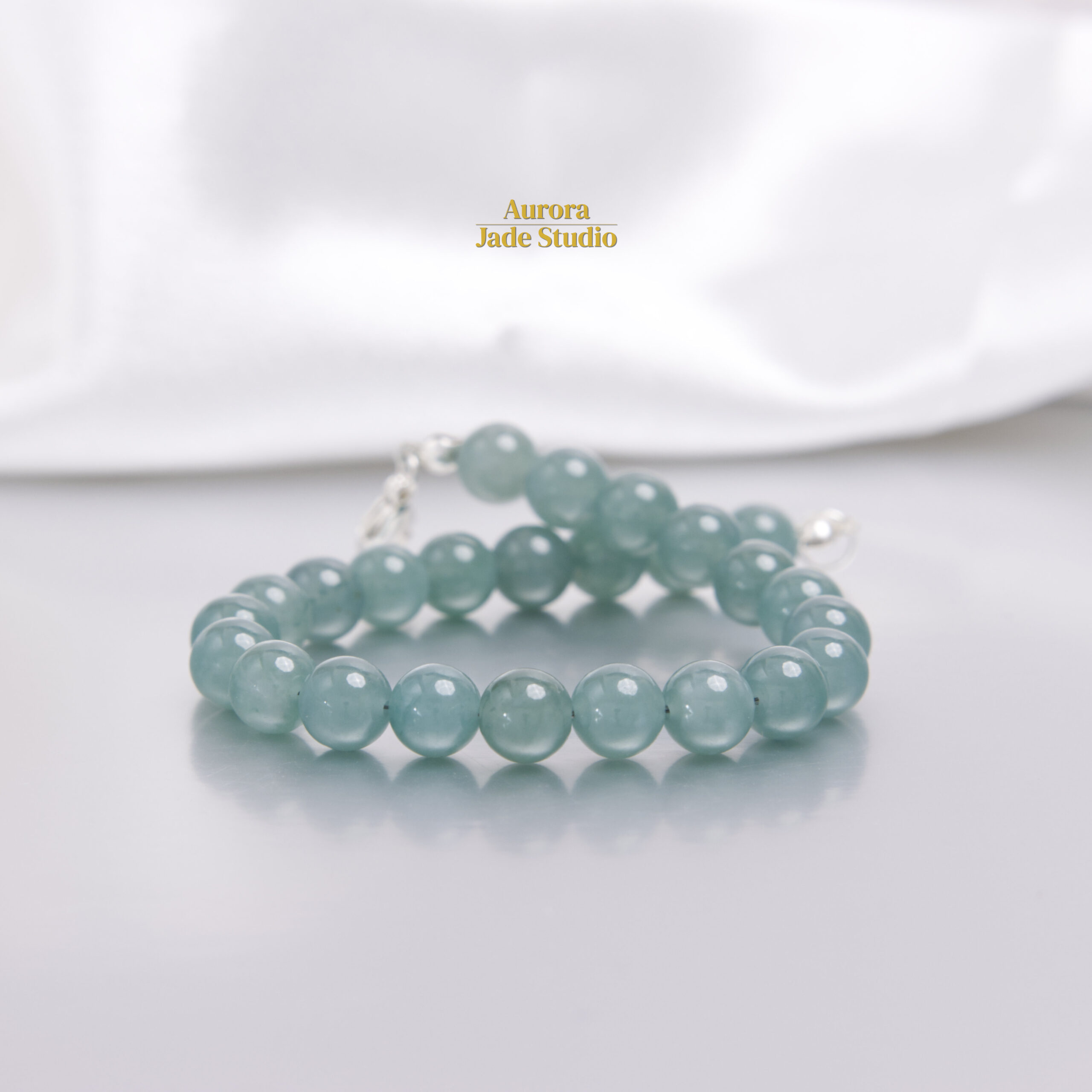 Natural Guatemalan Jade Bracelet – 8mm Seafoam Blue-Green Jade | Sterling Silver Clasp | Everyday Fine Jade Jewelry - Image 7