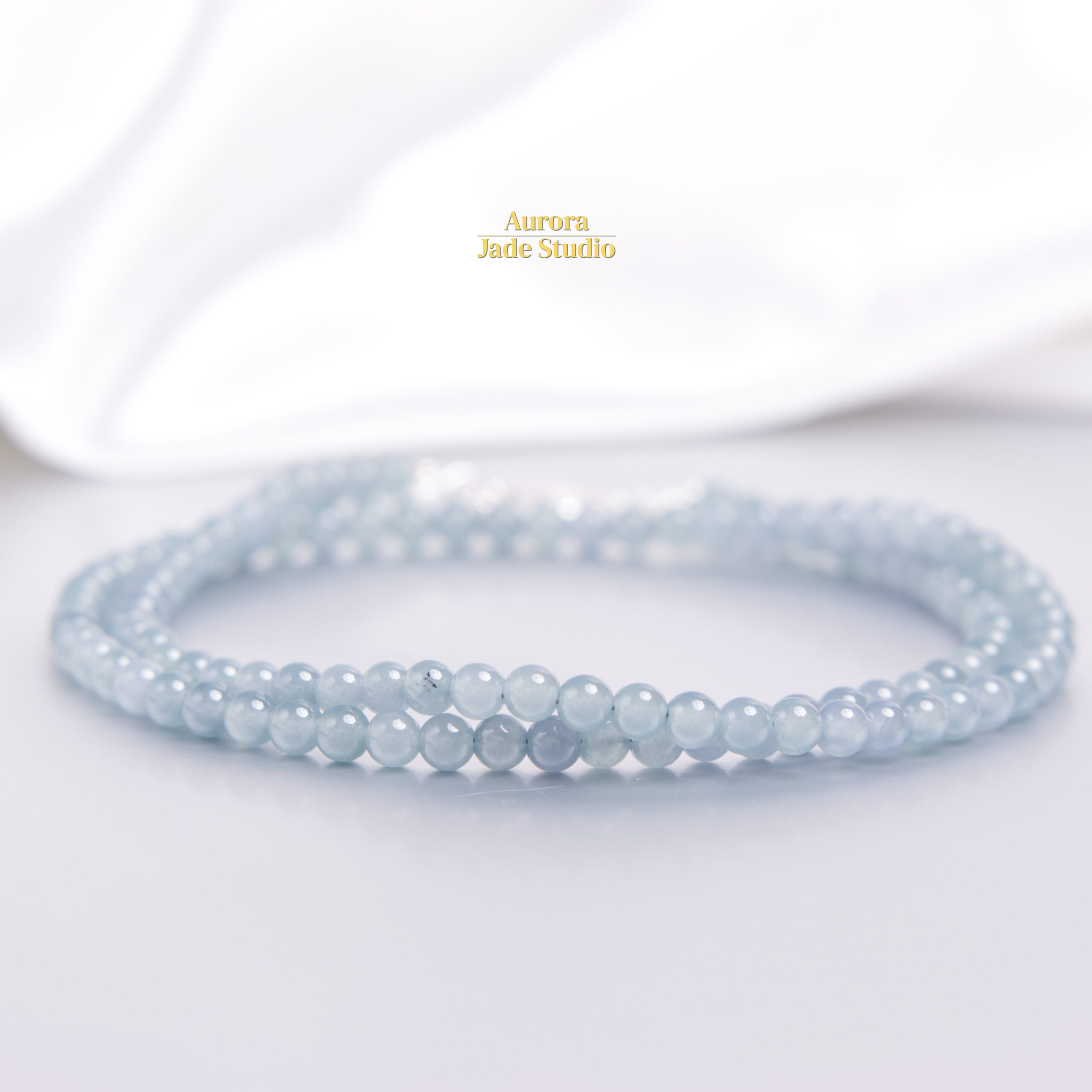Natural Blue Guatemalan Jadeite Necklace – 4.8mm Beads – Sterling Silver Clasp – Minimalist Everyday Luxury Jewelry