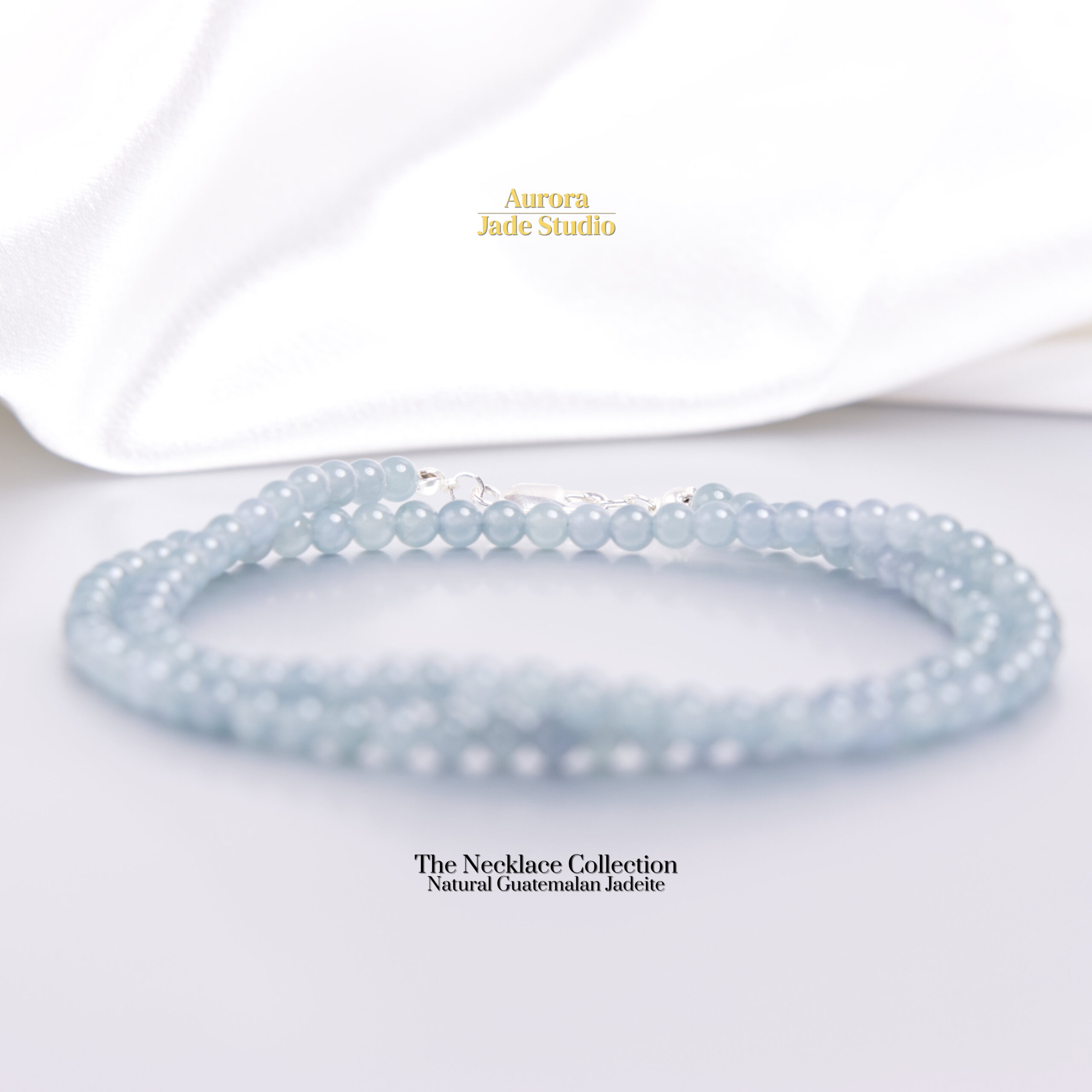 Natural Blue Guatemalan Jadeite Necklace – 4.8mm Beads – Sterling Silver Clasp – Minimalist Everyday Luxury Jewelry - Image 3