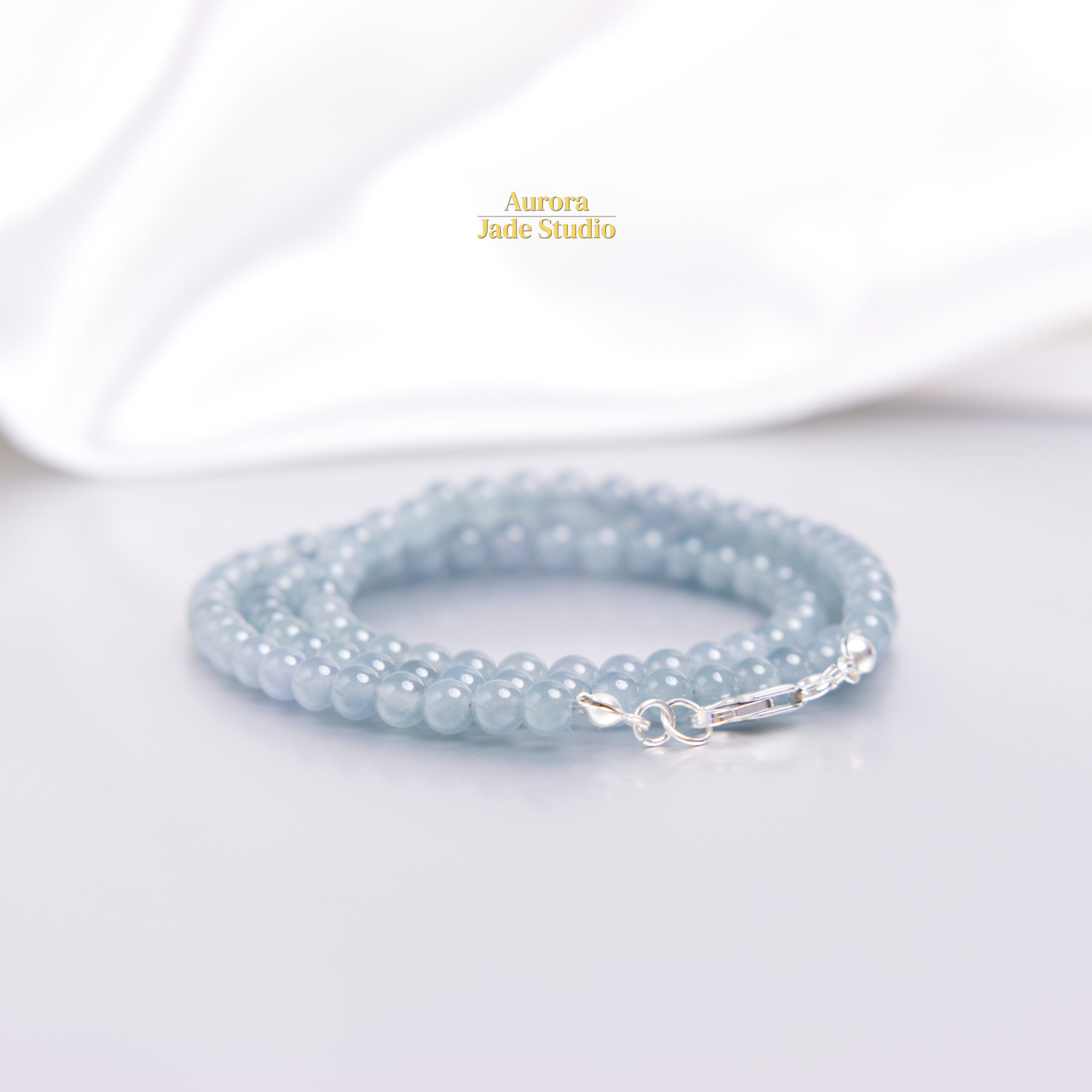 Natural Blue Guatemalan Jadeite Necklace – 4.8mm Beads – Sterling Silver Clasp – Minimalist Everyday Luxury Jewelry - Image 5