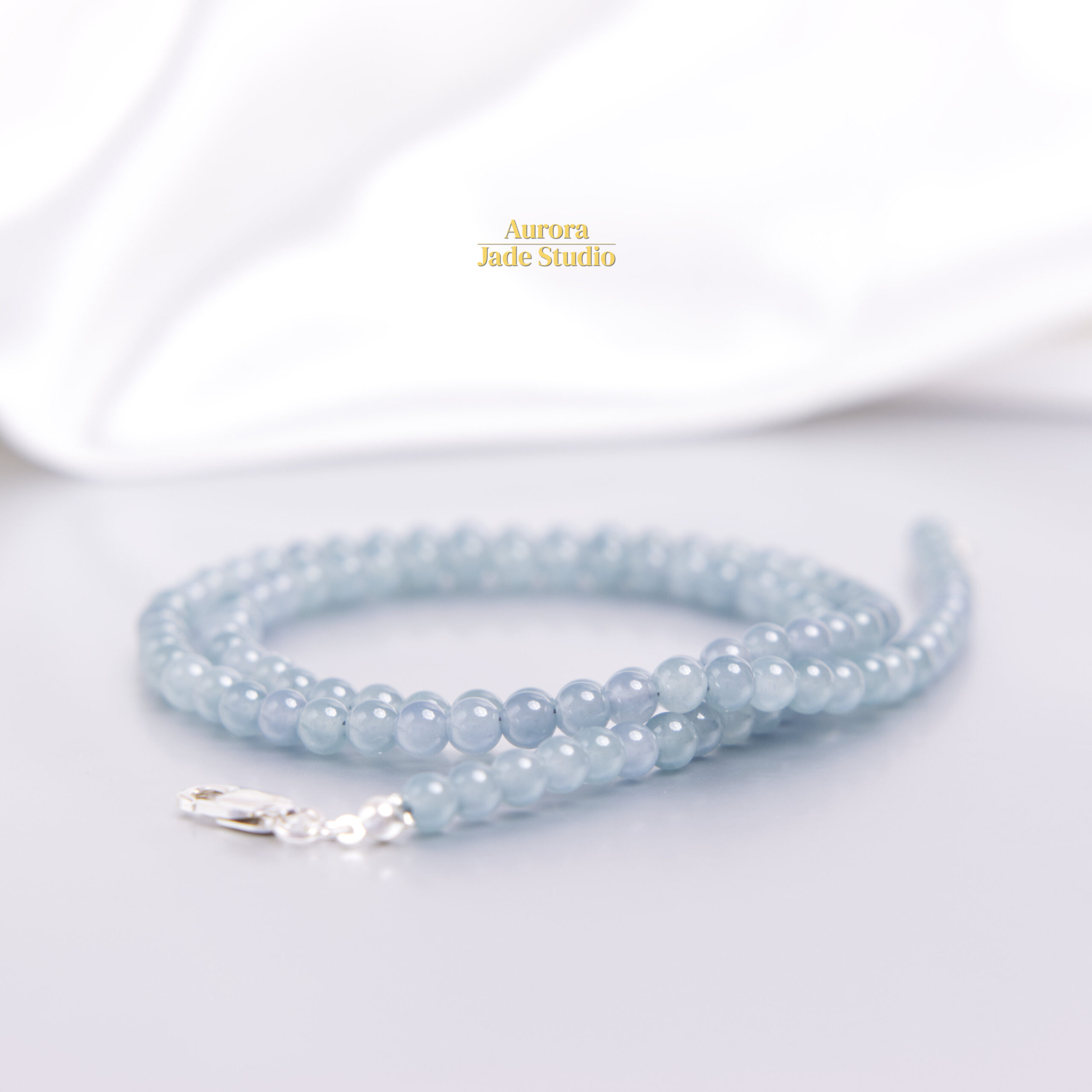 Natural Blue Guatemalan Jadeite Necklace – 4.8mm Beads – Sterling Silver Clasp – Minimalist Everyday Luxury Jewelry - Image 7