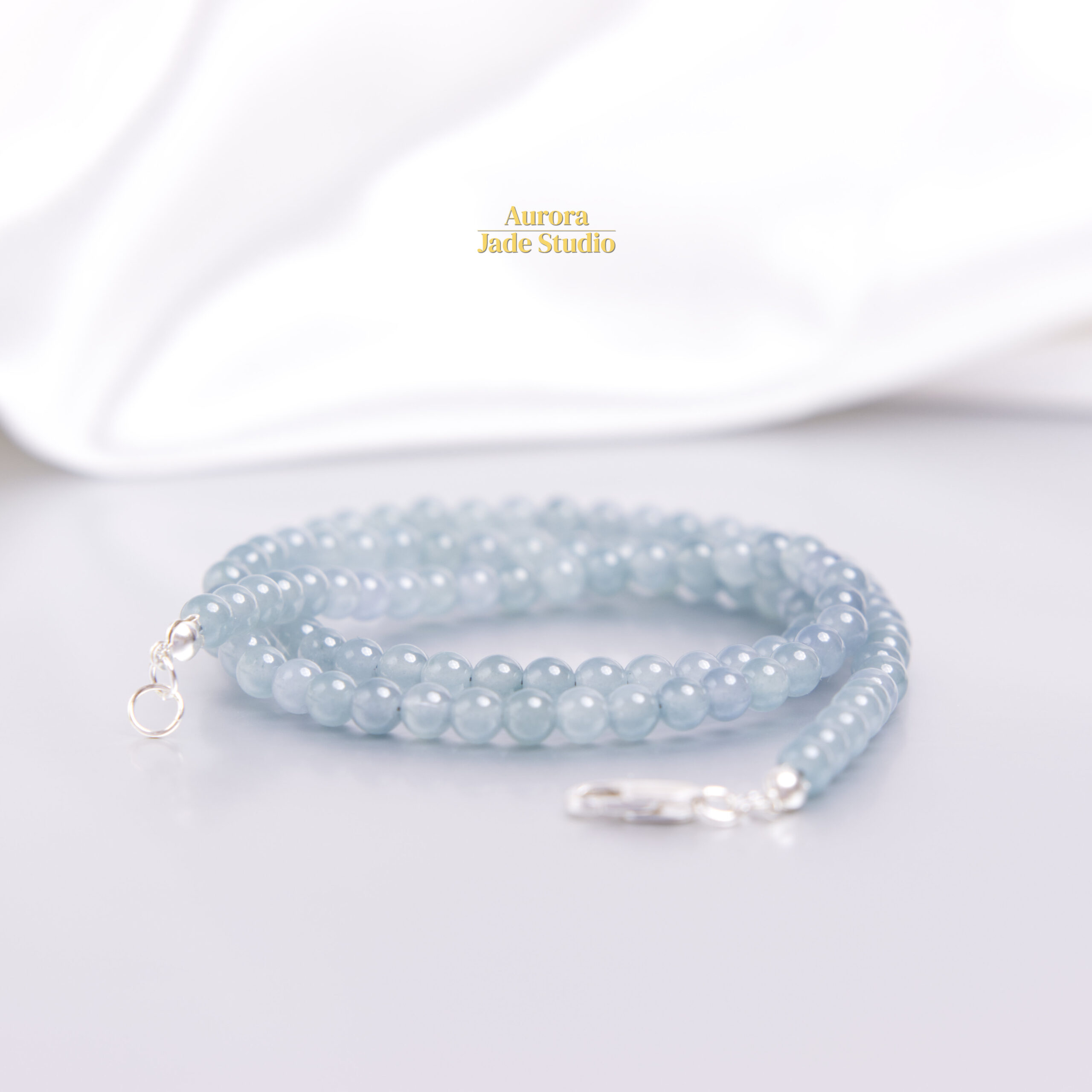 Natural Blue Guatemalan Jadeite Necklace – 4.8mm Beads – Sterling Silver Clasp – Minimalist Everyday Luxury Jewelry - Image 8