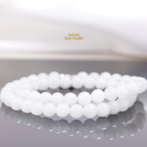 Natural White Nephrite Jade Necklace – 8mm | 17.5 Inches | Minimalist White Jade Jewelry