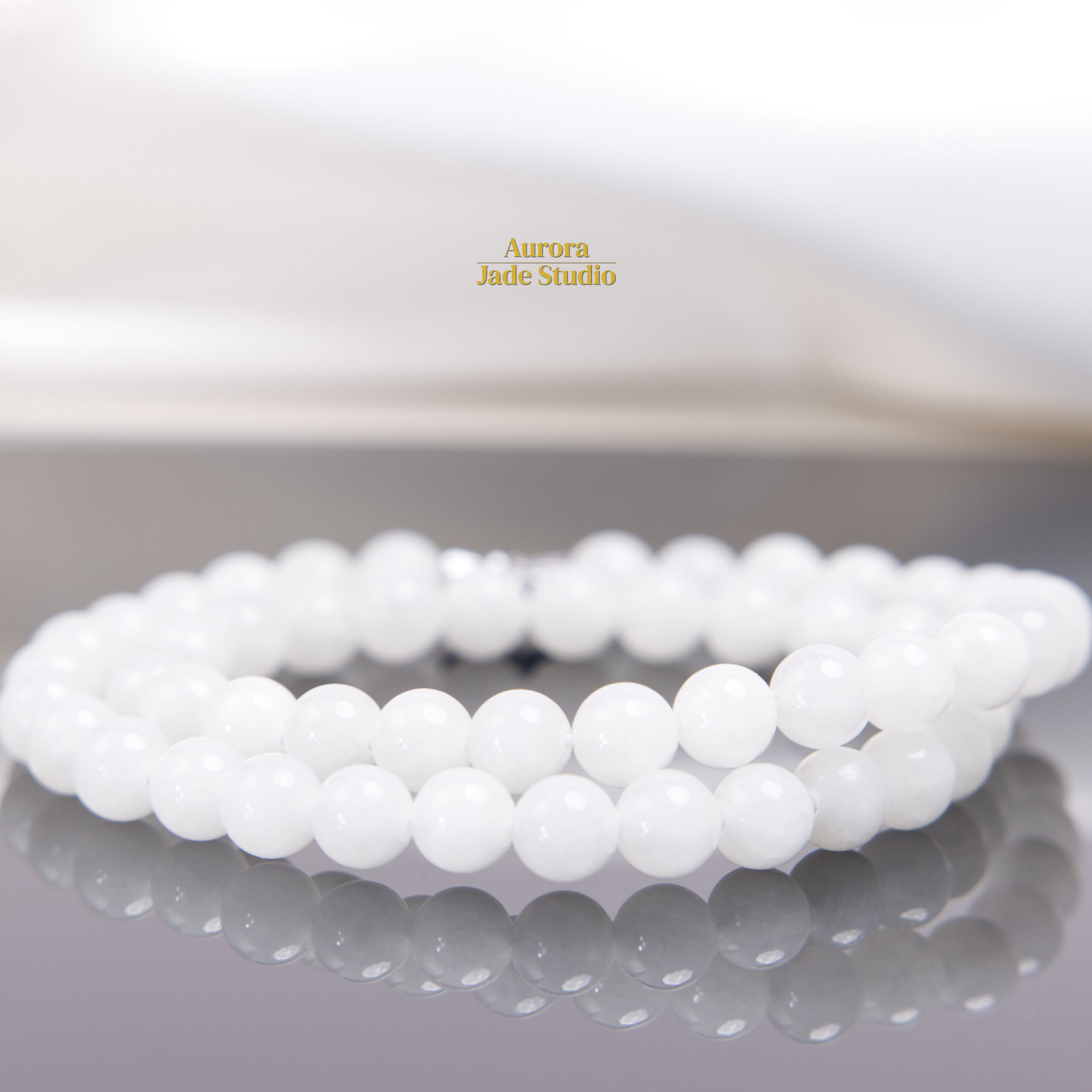 Natural White Nephrite Jade Necklace – 8mm | 17.5 Inches | Minimalist White Jade Jewelry - Image 3