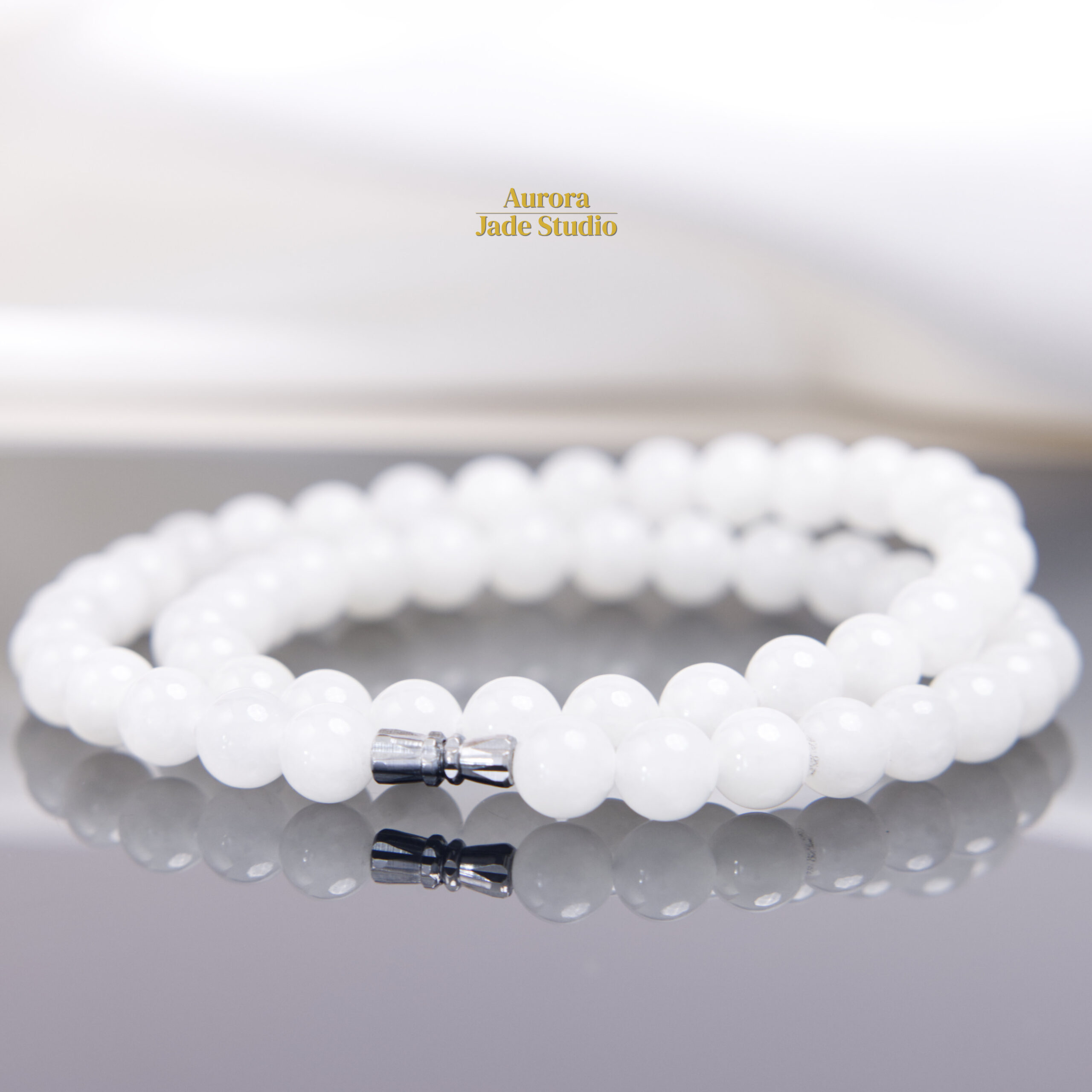 Natural White Nephrite Jade Necklace – 8mm | 17.5 Inches | Minimalist White Jade Jewelry - Image 5