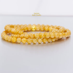 Certified Natural Burmese Yellow Jade Necklace – Golden Yellow Jade Beads – GIT Certified – 27.75 Inches