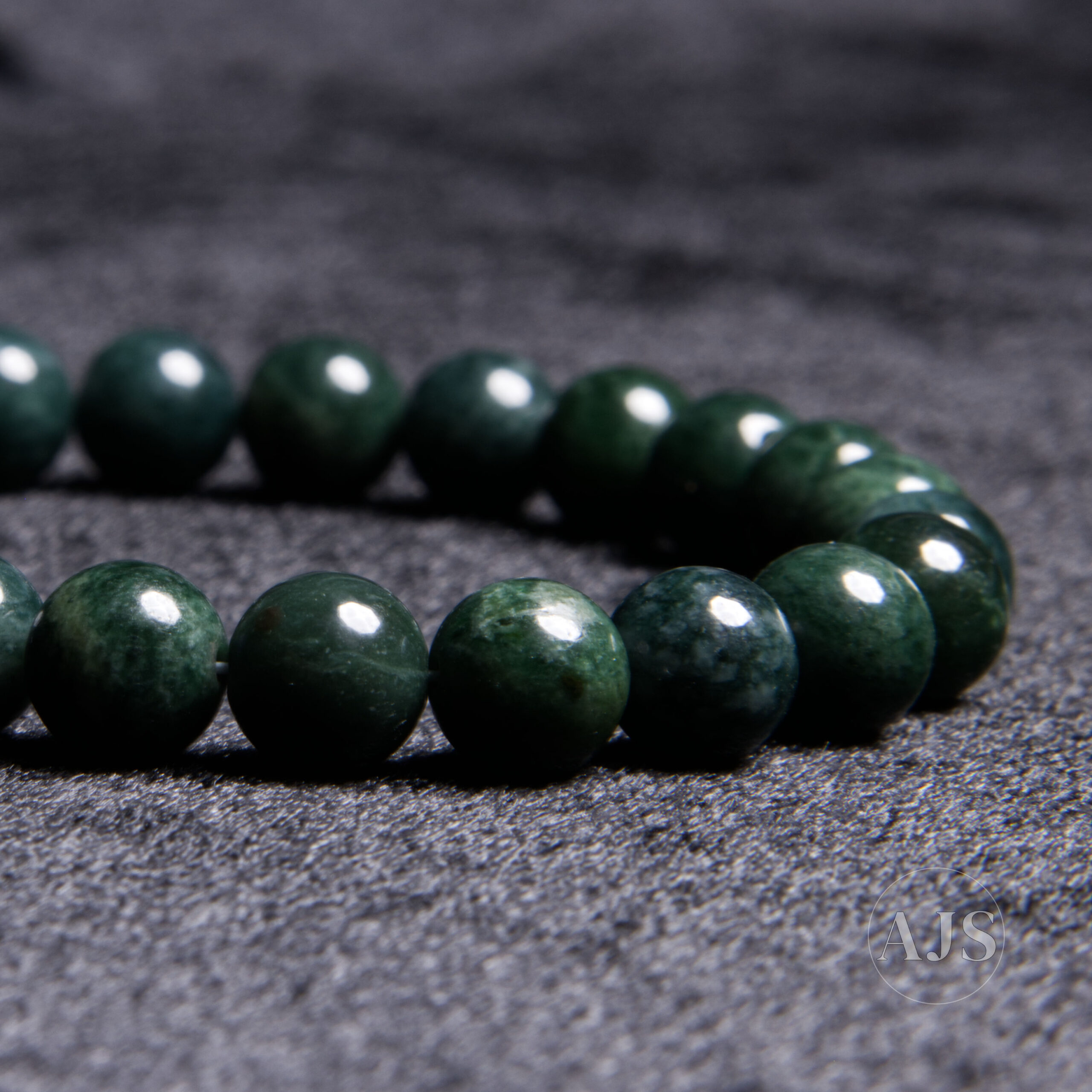 Deep Green Type A Burmese Jadeite Bracelet – 8mm Jade Beads & Sterling Silver - Image 7