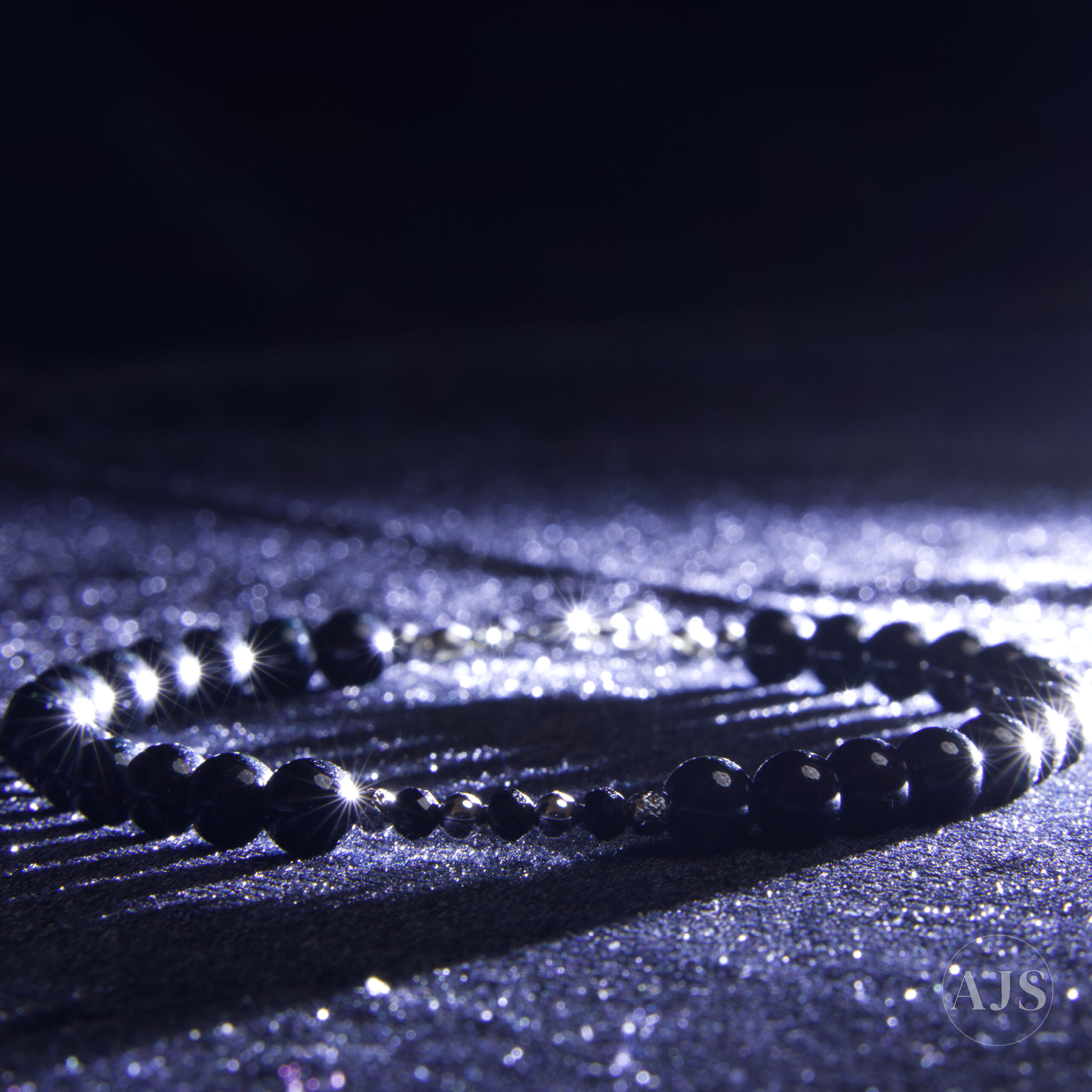 Black Burmese Jadeite Bracelet with Black Spinel & Sterling Silver – Black Echo - Image 11