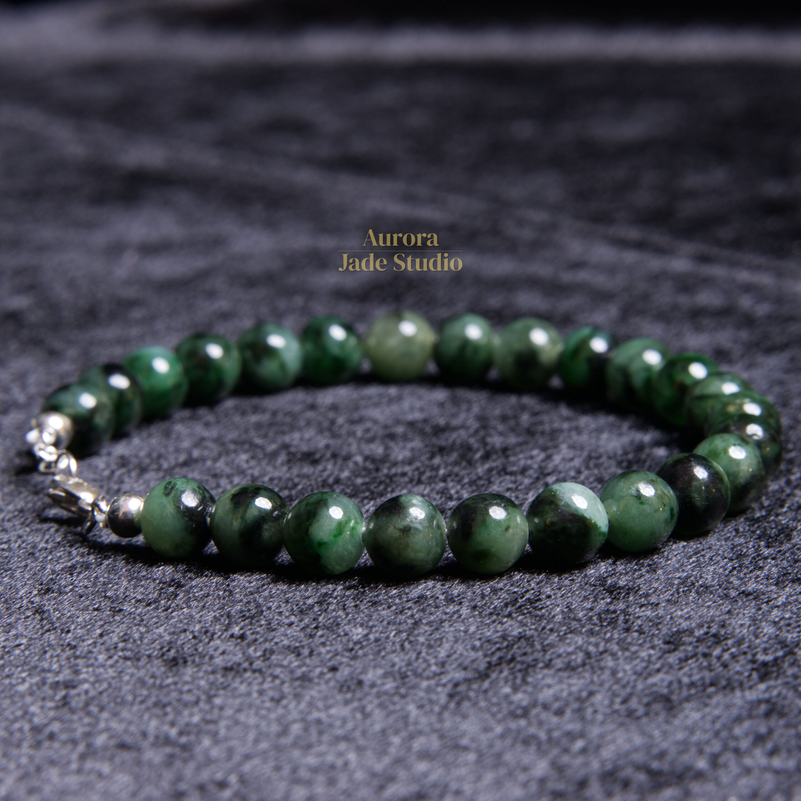 Dark Forest Green Burmese Jadeite Bracelet – Genuine Type A Jadeite with Sterling Silver Clasp - Image 4