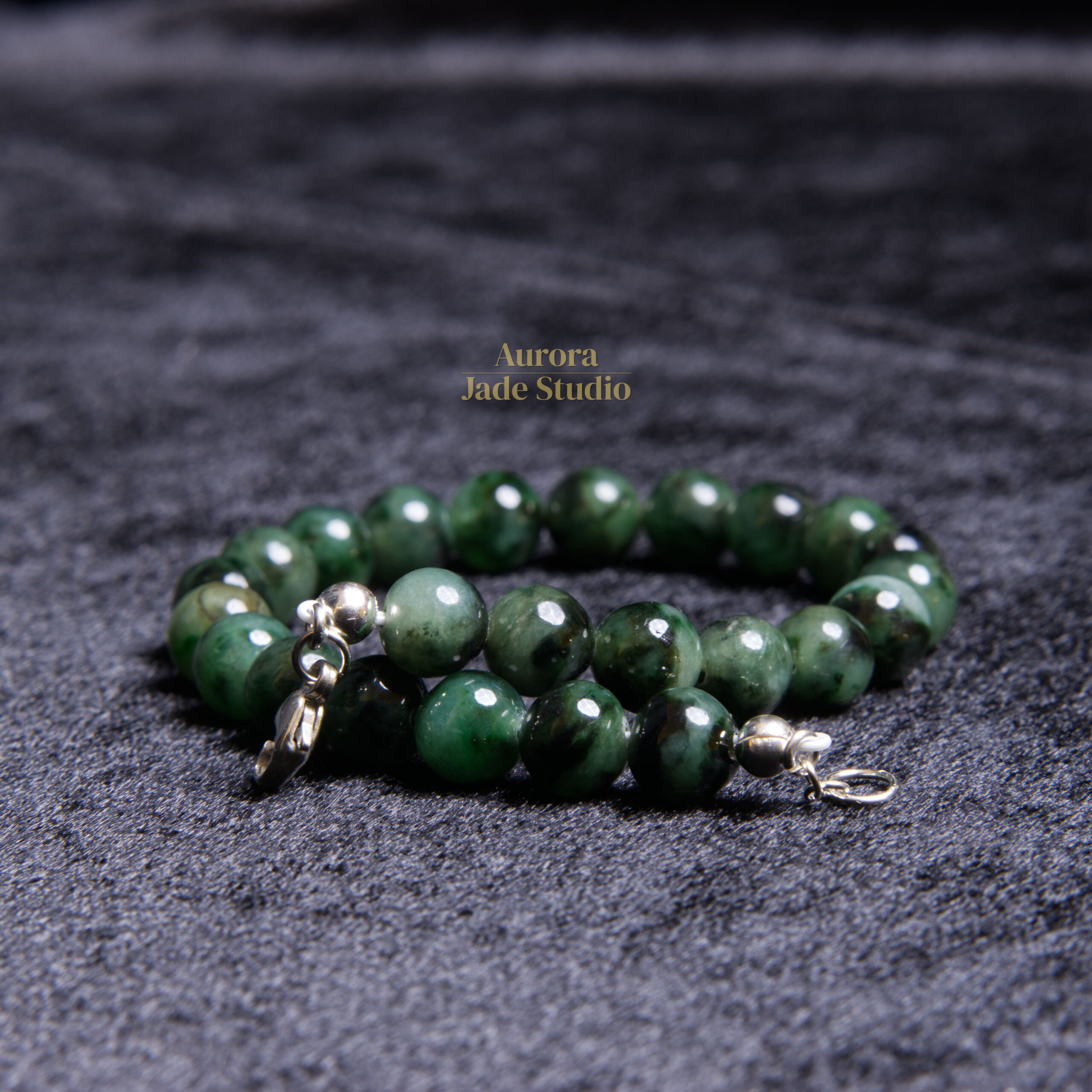 Dark Forest Green Burmese Jadeite Bracelet – Genuine Type A Jadeite with Sterling Silver Clasp - Image 5