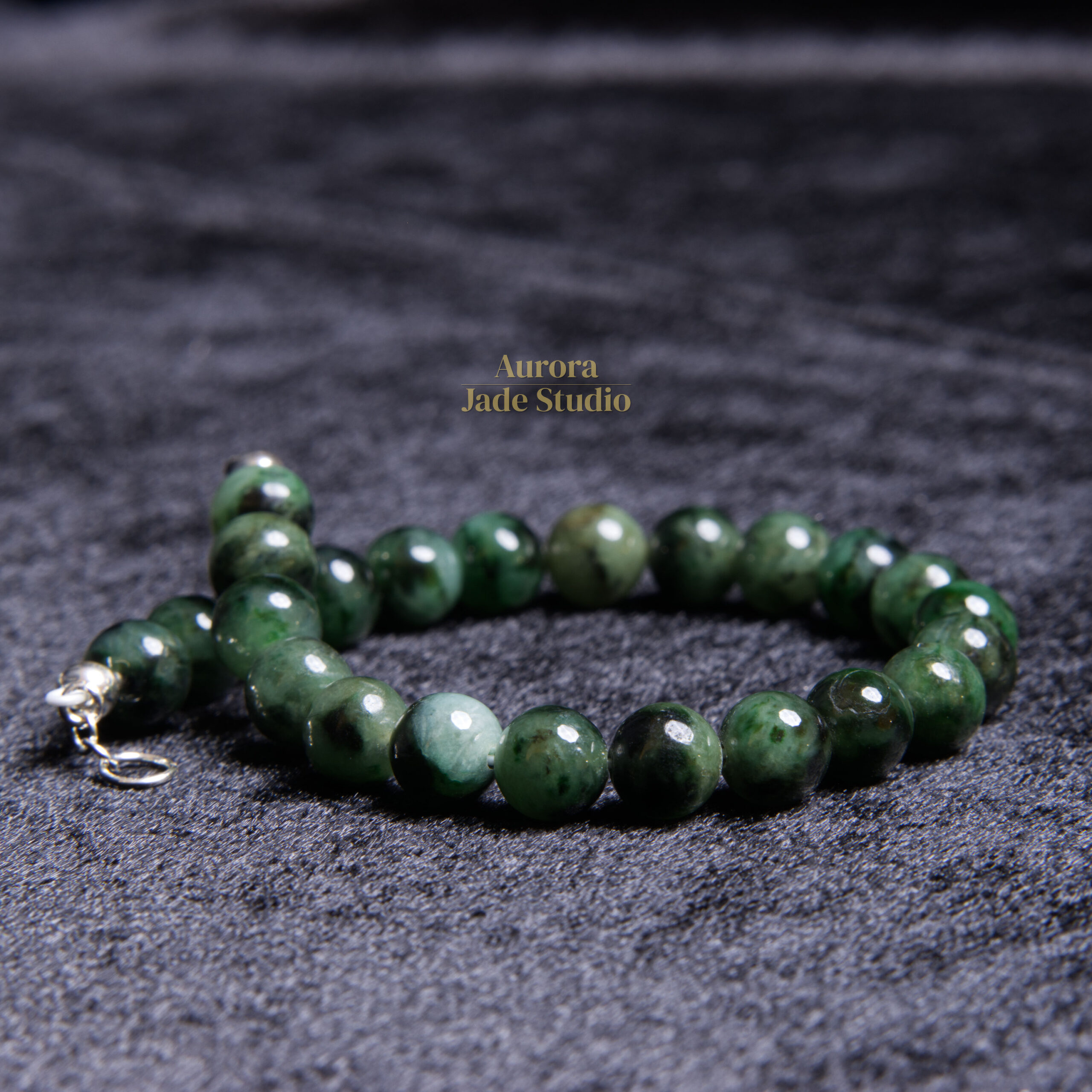 Dark Forest Green Burmese Jadeite Bracelet – Genuine Type A Jadeite with Sterling Silver Clasp - Image 6