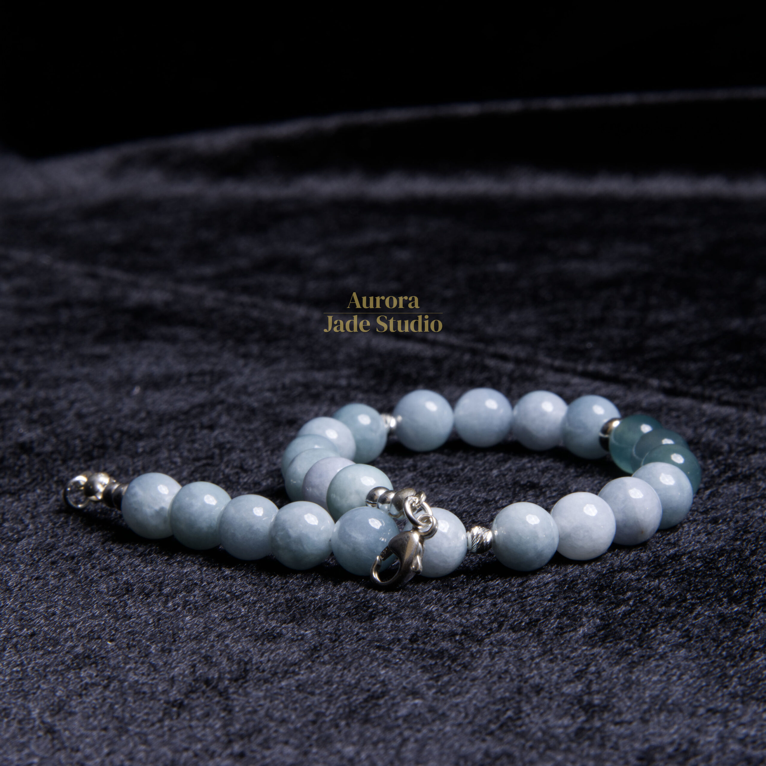 Blue-Lavender Burmese & Sea-Green Guatemalan Type A Jadeite Bracelet - Image 7