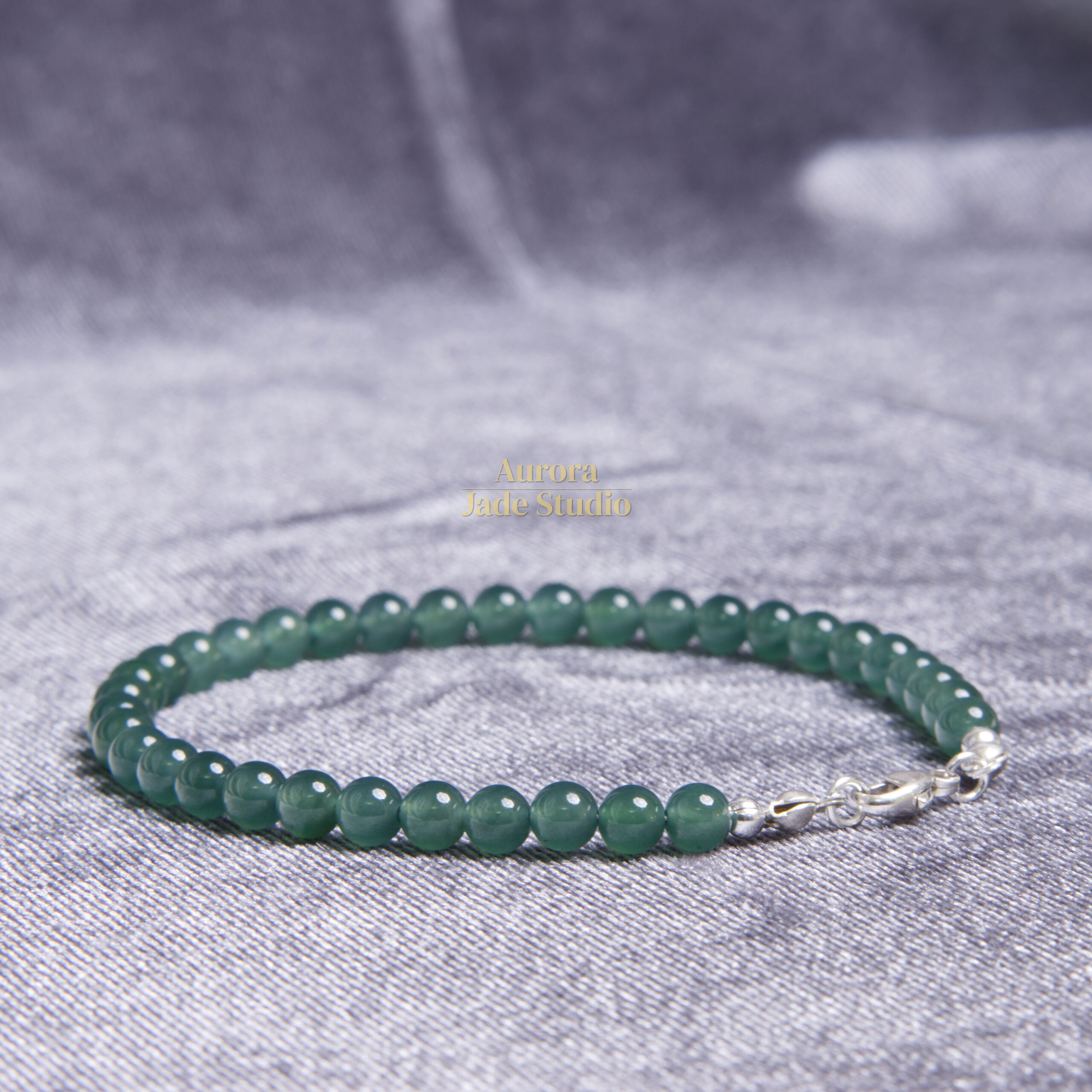 Guatemalan Jadeite Bracelet – Type A Sea-Green 5mm - Image 4