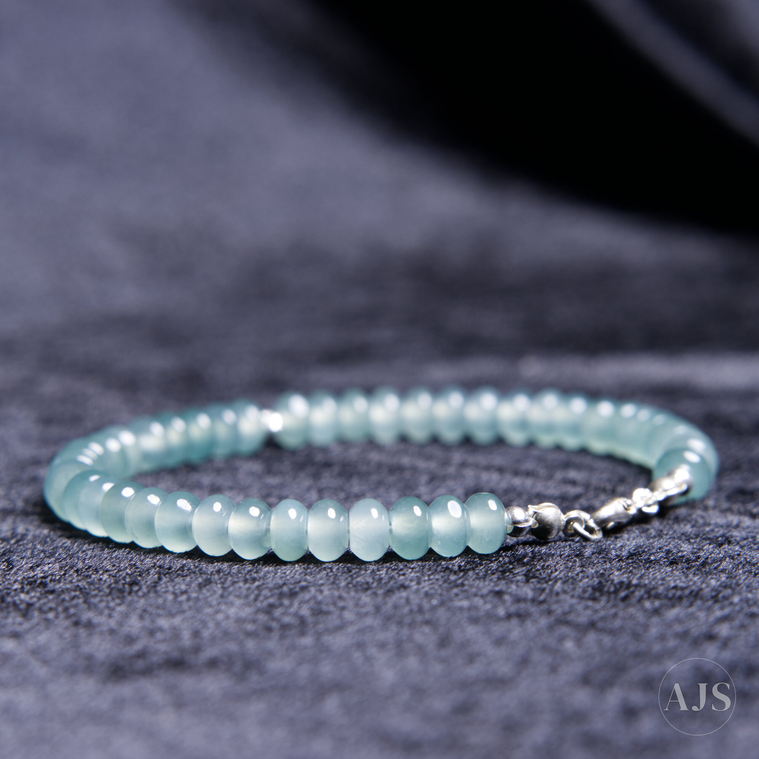 Sterling silver lobster clasp on Type A jadeite bracelet