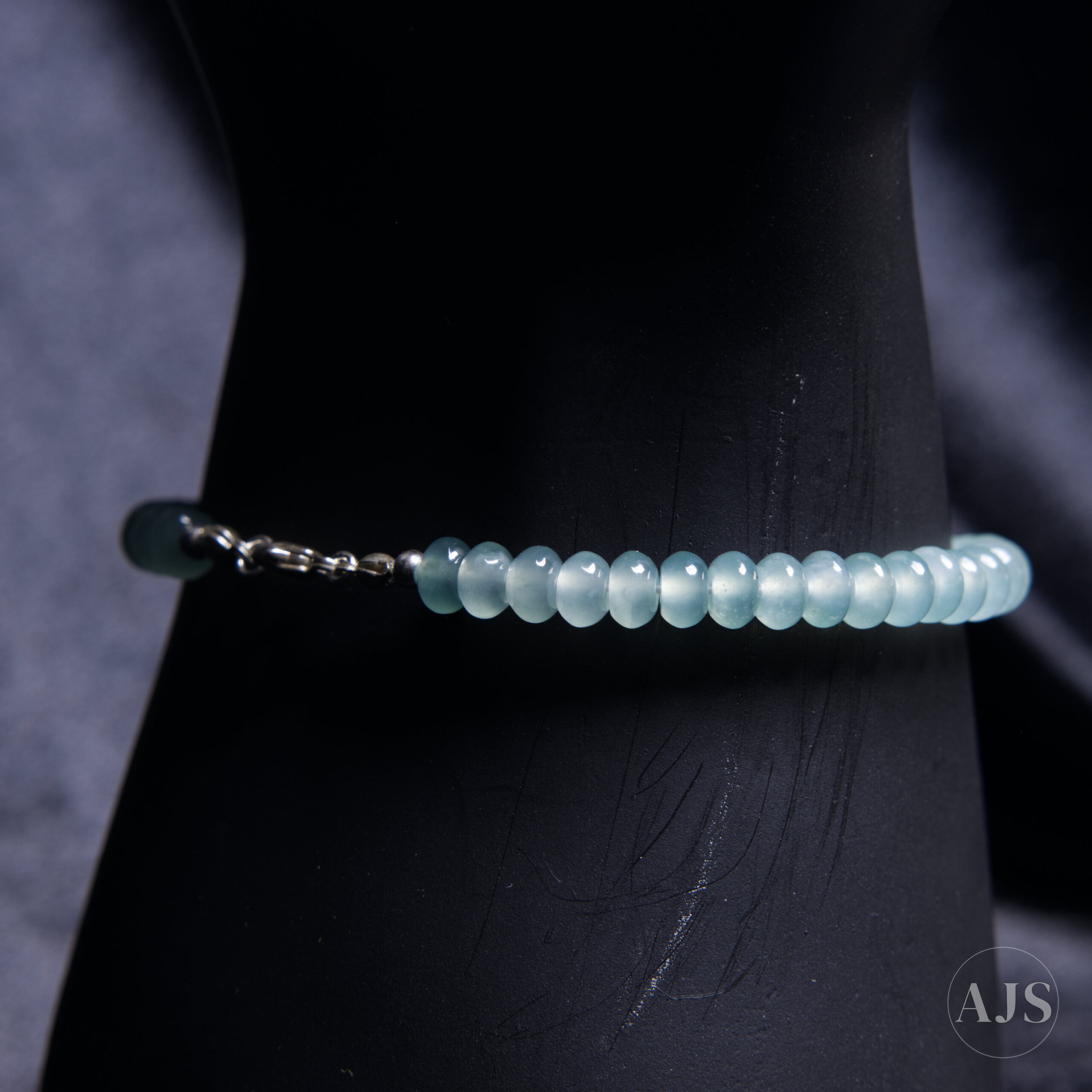 Type A Guatemalan Jadeite Bracelet – Sea-Green Rondelle Beads with GIT Report - Image 12