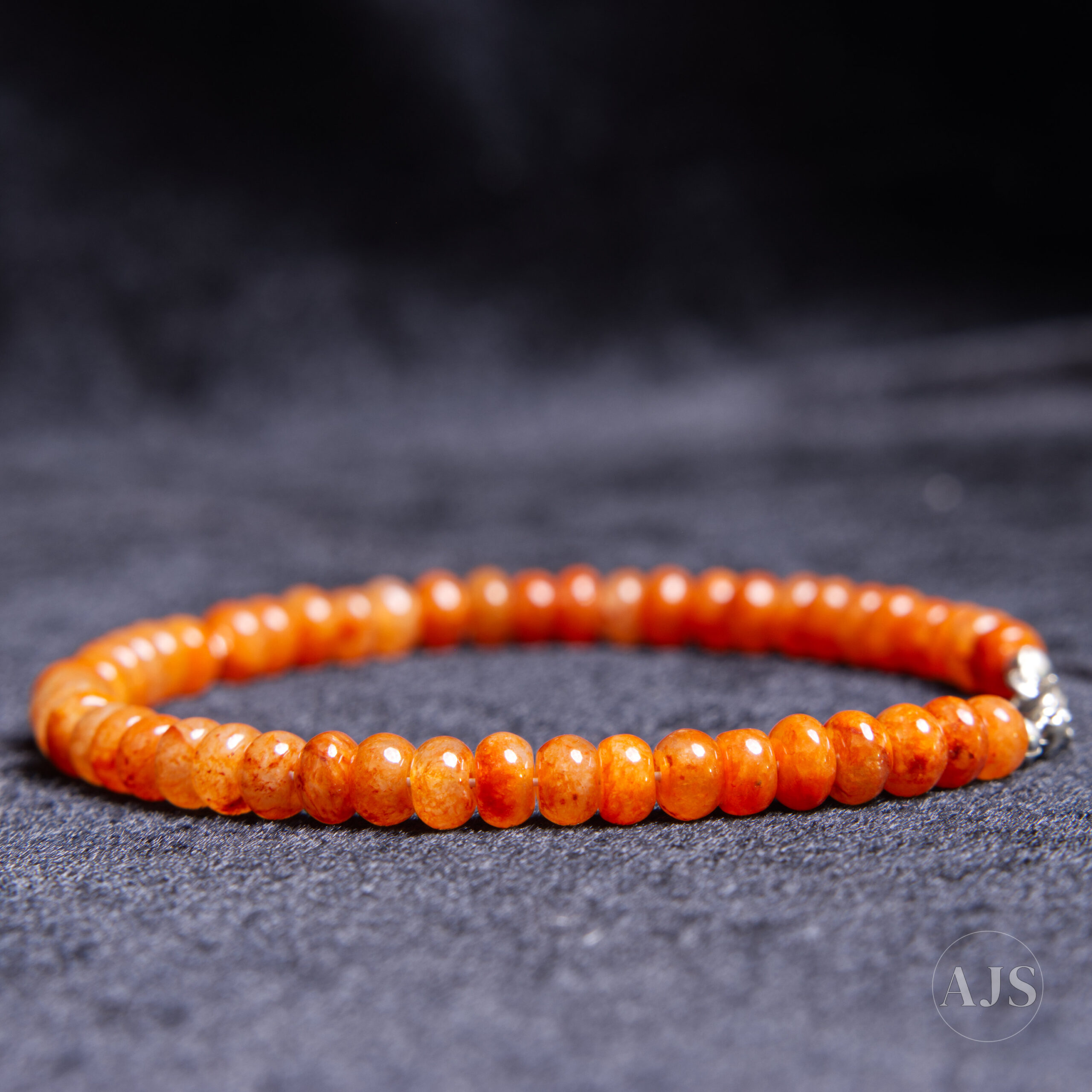 Natural Orange Burmese Jadeite Rondelle Bracelet - Image 3