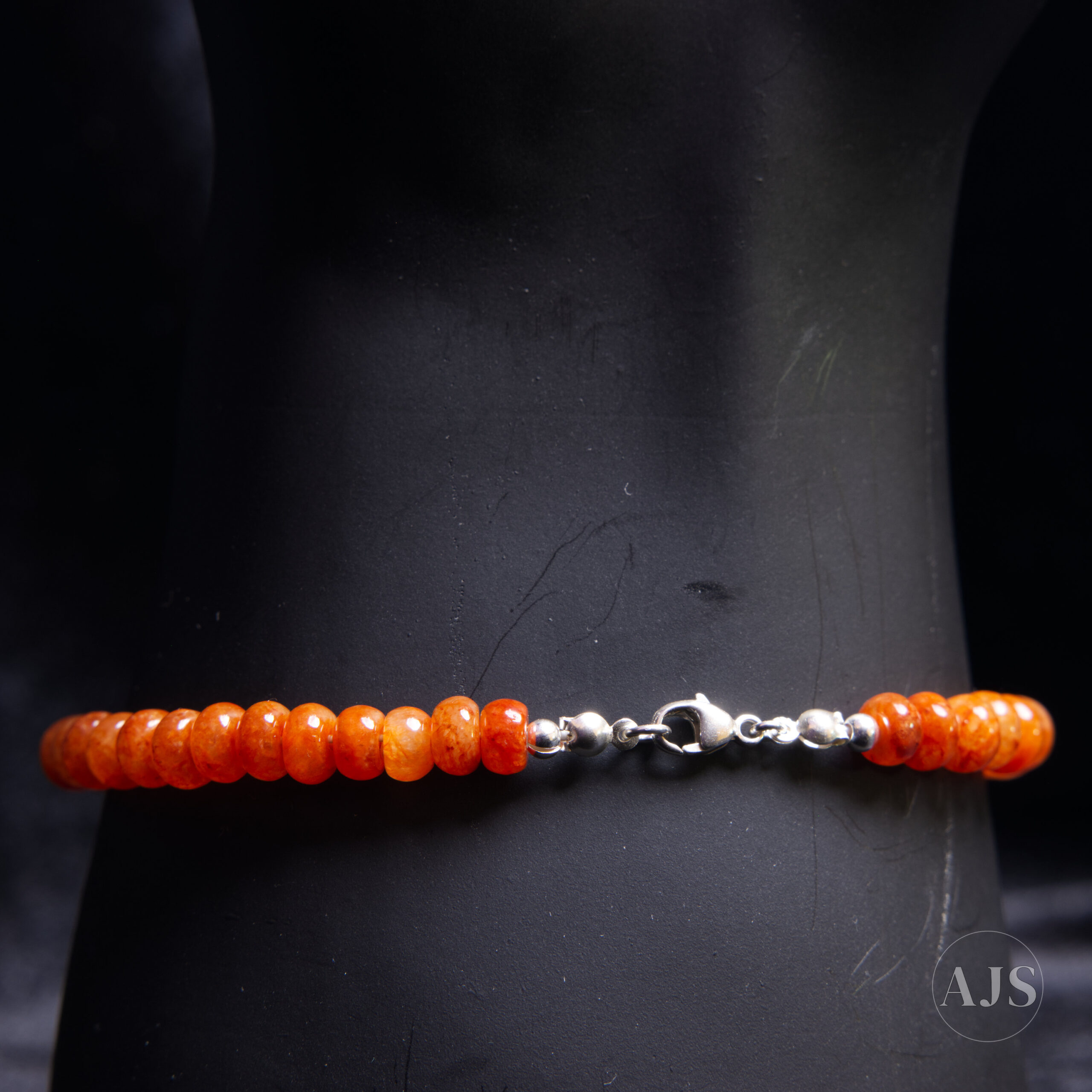 Natural Orange Burmese Jadeite Rondelle Bracelet - Image 8