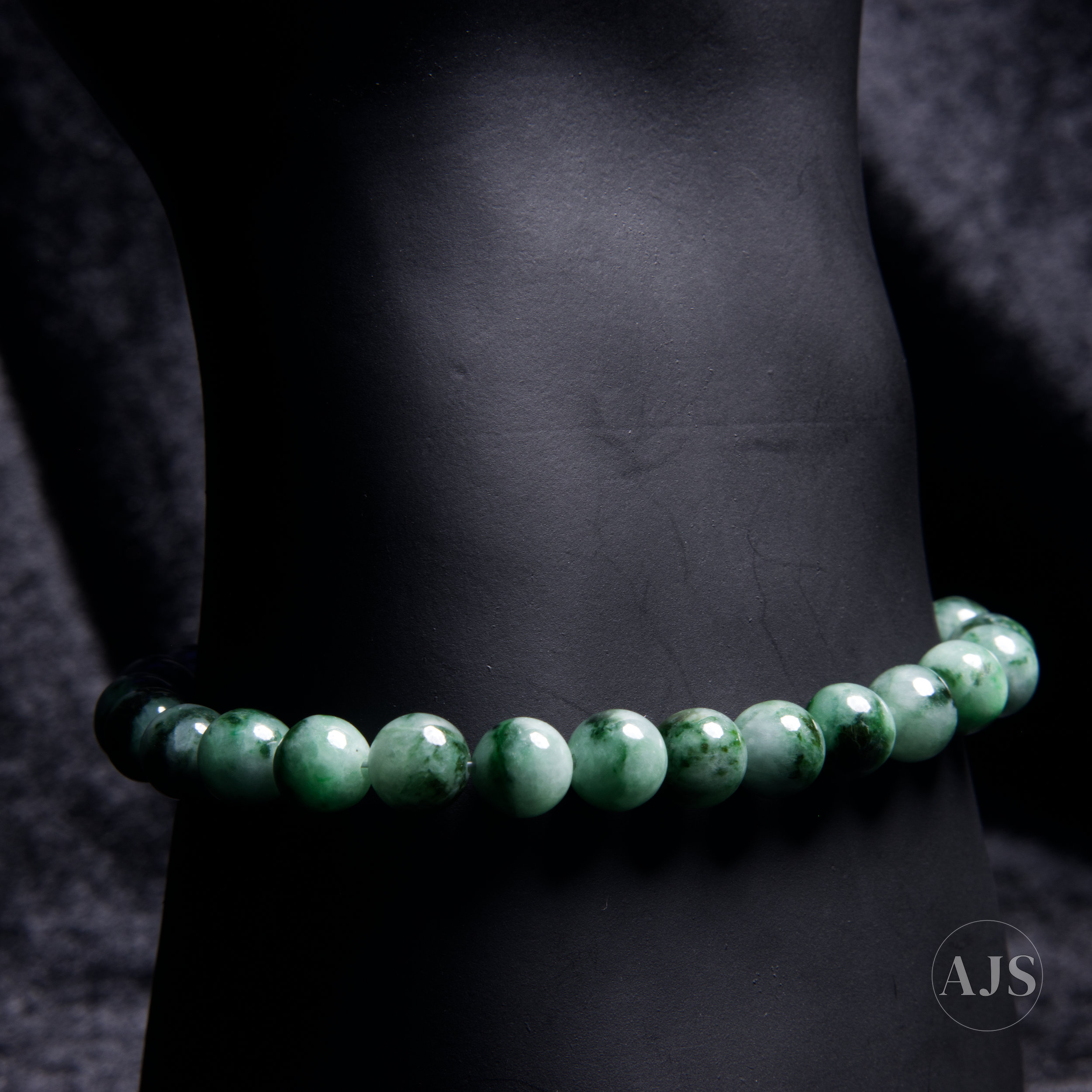 Genuine Type A Burmese Jadeite Bracelet — Natural Green Pattern, 8.4 mm - Image 8